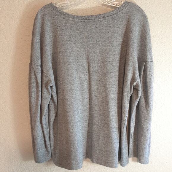 Daily Ritual NEW Pima Cotton Modal Heathered Gray Knit Poof 3/4 Sleeve Top XL - Picture 4 of 12
